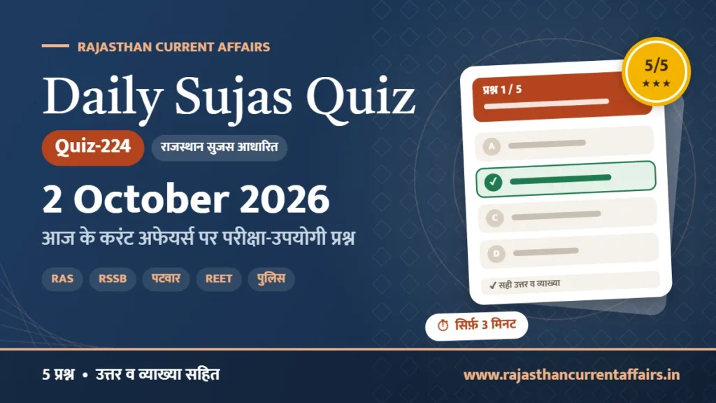 Daily Sujas Quiz-224 : 2 October 2026