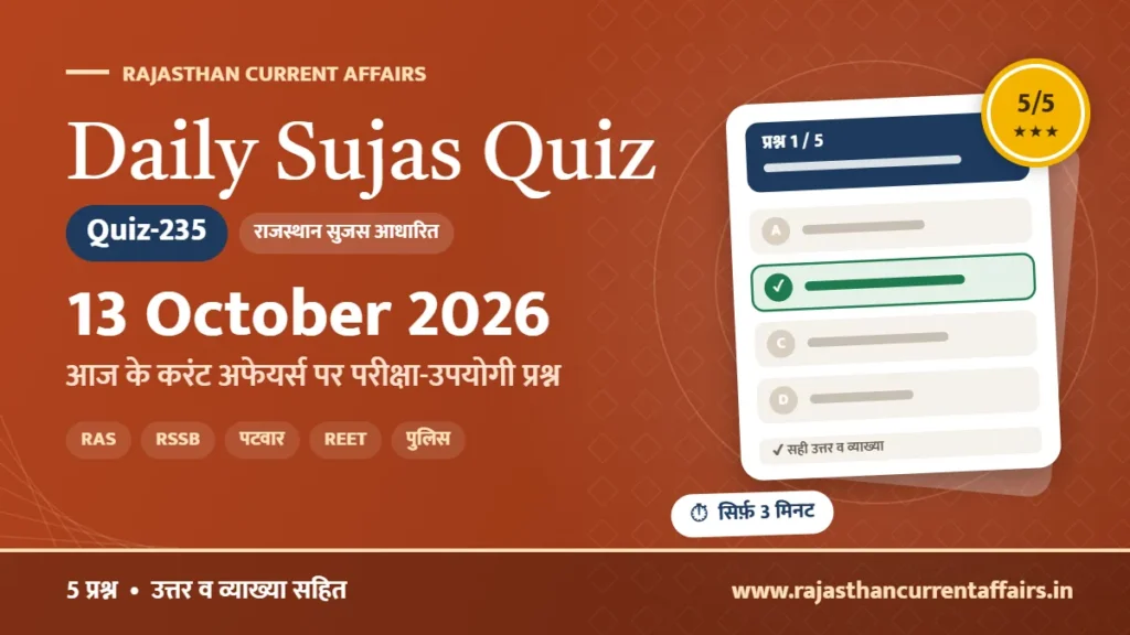 Daily Sujas Quiz-235 : 13 October 2026